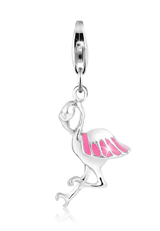 Nenalina Charm-Einhänger Anhänger Flamingo Sommer Emaille 925 Silber von Nenalina