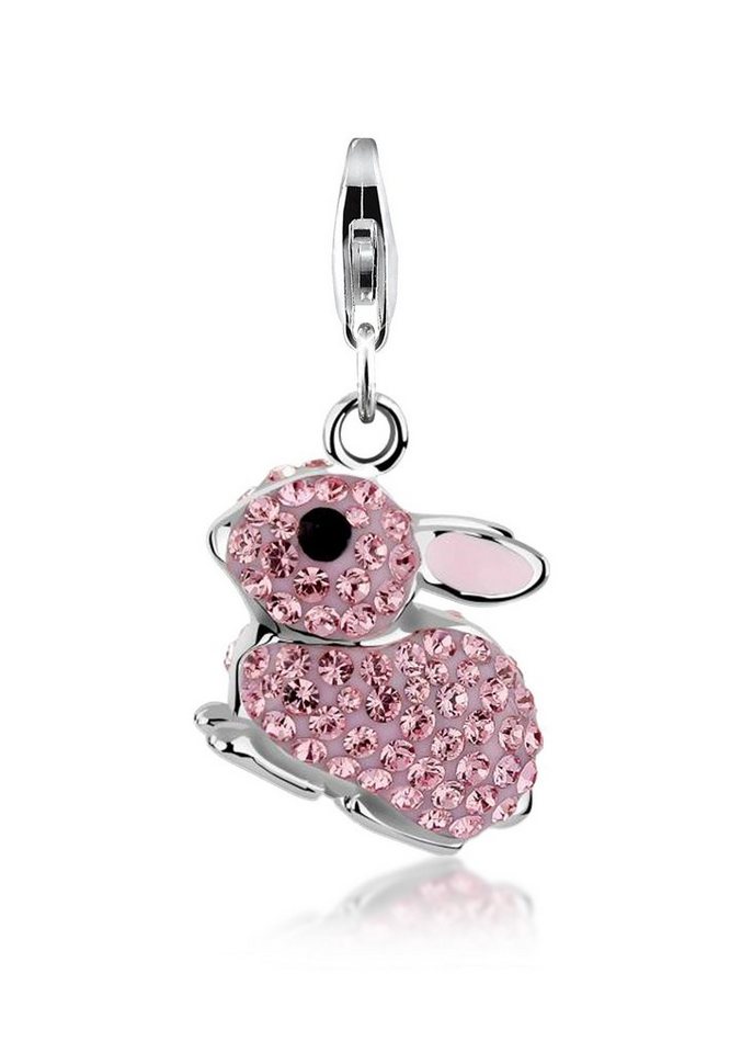 Nenalina Charm-Einhänger Anhänger Hase 925 Silber, mit Kristallen von Swarovski® von Nenalina