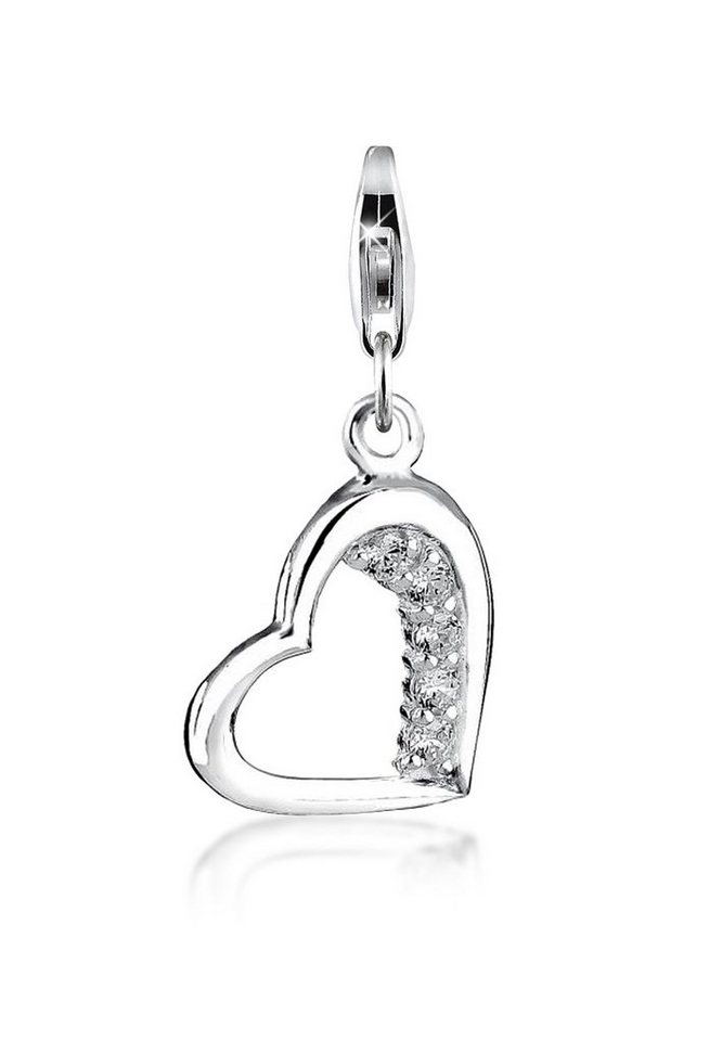 Nenalina Charm-Einhänger Herz Motiv Anhänger Cubic Zirkonia 925 Silber, Herz von Nenalina