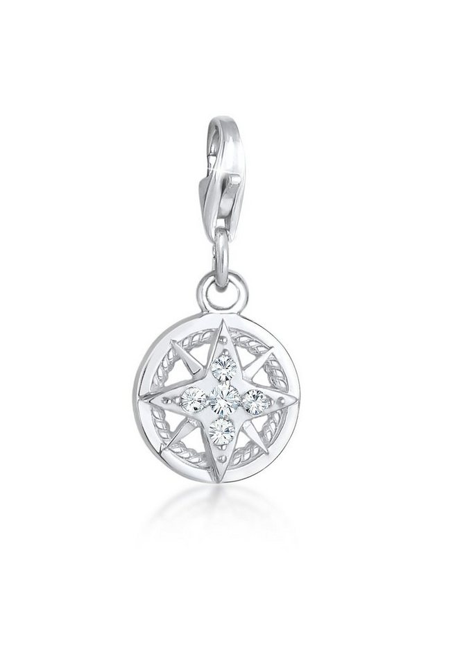 Nenalina Charm-Einhänger Kompass Maritim 925 Silber, mit Kristallen von Swarovski®, Kompass von Nenalina