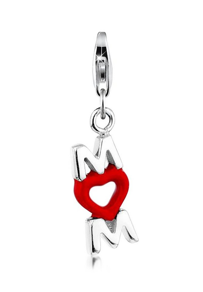 Nenalina Charm-Einhänger Mom-Anhänger Herz Emaille Muttertag 925 Silber von Nenalina