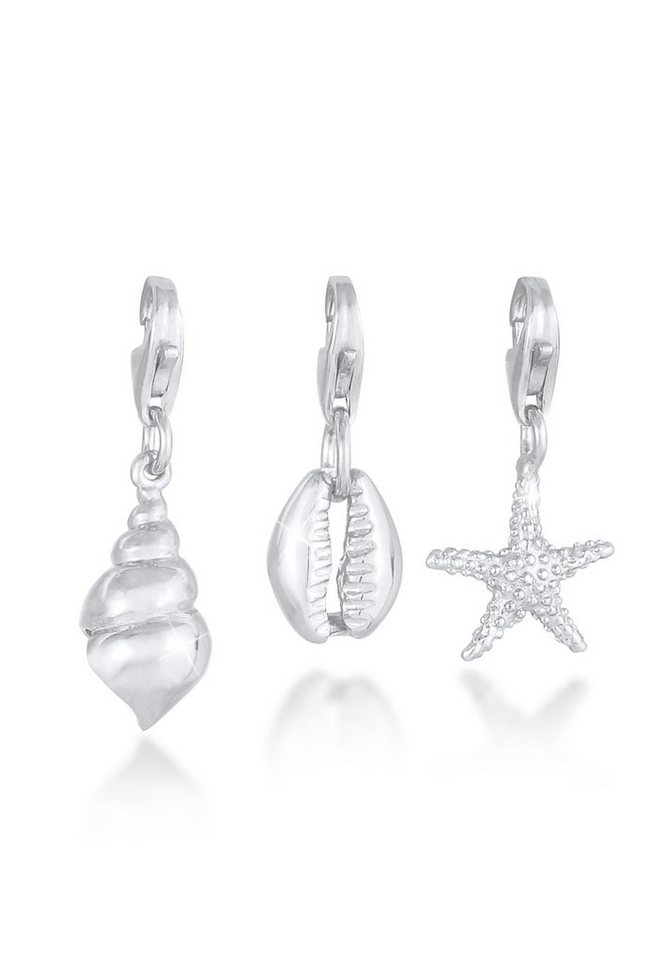 Nenalina Charm-Einhänger Seestern Muschel Strand Meer (3 tlg) 925 Silber, Muschel von Nenalina