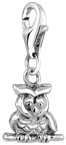 Nenalina Eule Karabiner Charm Anhänger für Bettelarmband aus 925 Sterling Silber 713110-000 von Nenalina