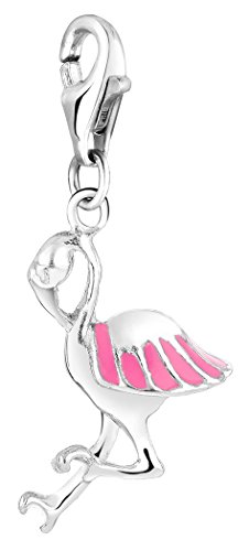 Nenalina Flamingo Karabiner Charm Anhänger für Bettelarmband aus 925 Sterling Silber 714050-001 von Nenalina