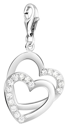 Nenalina Herz Karabiner Charm Anhänger für Bettelarmband aus 925 Sterling Silber 712086-019 von Nenalina