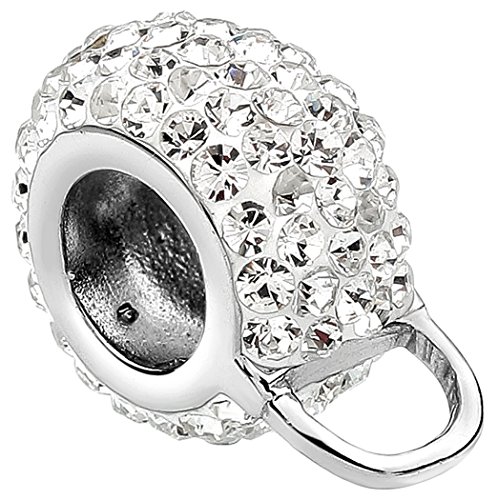 Nenalina Charm Träger für Damen Halskette mit weißen Kristallen, für alle gängigen Charms in 925 Sterling Silber, 876029-001 von Nenalina