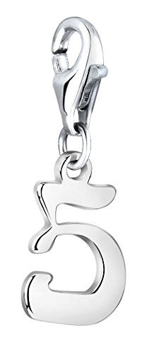 Nenalina Zahl 5 Geburtstag Karabiner Charm Anhänger für Bettelarmband aus 925 Sterling Silber 713260-000 von Nenalina