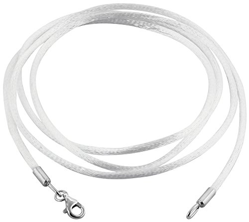 Nenalina Damen Halskette Seidenband in weiß, für Schmuck Anhänger mit Karabiner Verschluss aus 925 Sterling Silber (50) von Nenalina