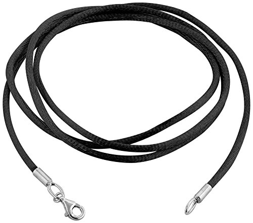 Nenalina Damen Halskette als Seidenband in schwarz, mit Karabiner Verschluss aus 925 Sterling Silber, 803019-1 (50) von Nenalina