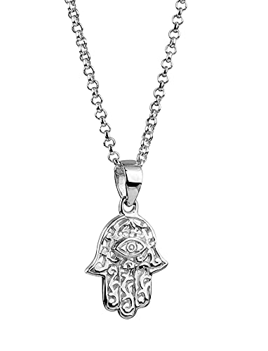 Nenalina Damen Halskette aus 925 Sterling Silber mit Hand der Fatima Anhänger 45cm lang von Nenalina