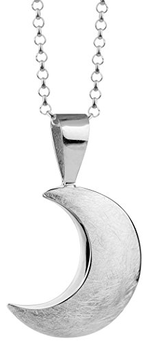 Nenalina Damen Halskette mit Halbmond gebürstet, Halskette für Frauen mit Anhänger, Damen-Silberkette mit Mond Sichel, Schmuck für Mädchen, Kette 45 cm mit Karabiner 925 Sterling Silber von Nenalina