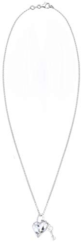 Nenalina Damen Halskette mit Herz und Schlüssel-Anhänger aus 925 Sterling Silber besetzt mit Glas Kristalle, Kette mit Anhänger für Frauen, Länge 45 cm von Nenalina