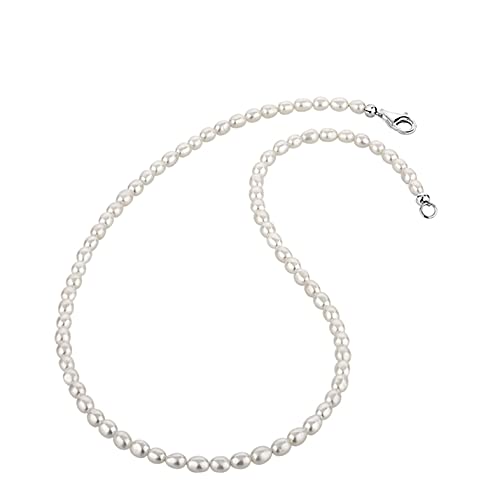 Nenalina Damen Perlenkette Halskette Collier aus Süßwasserperlen und Karabiner Verschluss aus 925er Sterling Silber, Länge 42-80 cm, 724007 (50) von Nenalina