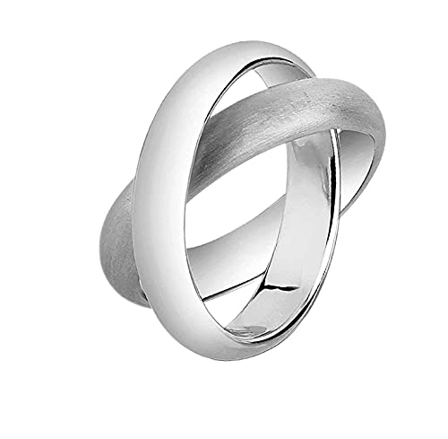 Nenalina Damen Ring Silberring Zweierring mit gebürsteter Oberfläche, handgearbeitet aus 925 Sterling Silber, 312088-700 Gr. 56 von Nenalina