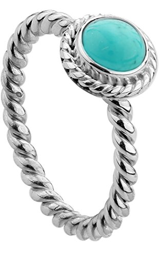 Nenalina Damen Ring Silberring besetzt mit 6 mm blau-grünem Türkis Edelstein, handgearbeitet aus 925 Sterling Silber, Gr. 52-212999-018-52 von Nenalina