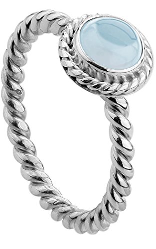 Nenalina Damen Ring Silberring besetzt mit 6 mm blassblauem Aquamarin Edelstein, handgearbeitet aus 925 Sterling Silber, Gr. 52-212999-098-52 von Nenalina