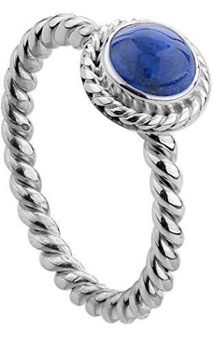 Nenalina Damen Ring Silberring besetzt mit 6 mm blauem Lapis Lazuli Edelstein, handgearbeitet aus 925 Sterling Silber, Gr. 58-212999-003-58 von Nenalina