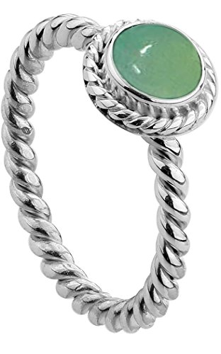 Nenalina Damen Ring Silberring besetzt mit 6 mm grünem Achat Edelstein, handgearbeitet aus 925 Sterling Silber, Gr. 58-212999-097-58 von Nenalina