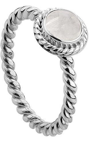 Nenalina Damen Ring Silberring besetzt mit 6 mm weißem Mondstein Edelstein, handgearbeitet aus 925 Sterling Silber, Gr. 58-212999-004-58 von Nenalina