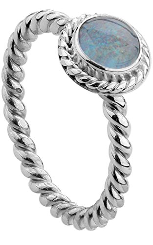 Nenalina Damen Ring Silberring besetzt mit 6 mm farbenprächtiger Opal-Triplette Edelstein, handgearbeitet aus 925 Sterling Silber, Gr. 52-212999-032-52 von Nenalina