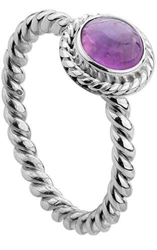 Nenalina Damen Ring Silberring besetzt mit 6 mm violetten Amethyst Edelstein, handgearbeitet aus 925 Sterling Silber, Gr. 58-212999-015-58 von Nenalina