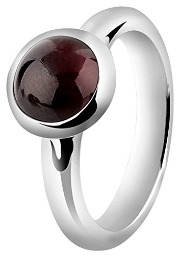 Nenalina Damen Ring Silberring besetzt mit 8 mm rundem Granat Cabochon, handgearbeitet aus 925 Sterling Silber, 212259-001 Gr.54 von Nenalina