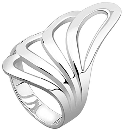 Nenalina Damen Ring Silberring mit polierter Oberfläche im modernen Wellen Design, handgearbeitet aus 925 Sterling Silber, 312105-000 Gr.60 von Nenalina