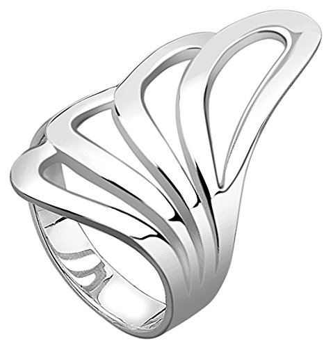 Nenalina Damen Ring Silberring mit polierter Oberfläche im modernen Wellen Design, handgearbeitet aus 925 Sterling Silber, 312105-000 Gr.54 von Nenalina