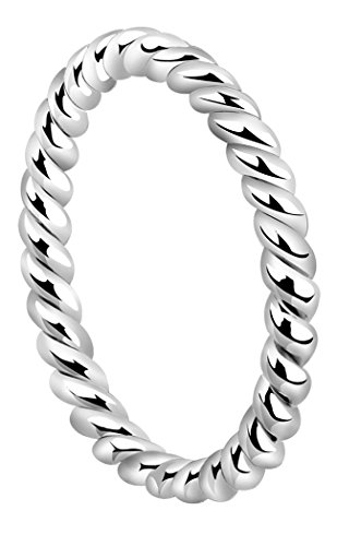 Nenalina Damen Ring Silberring Kordelring mit polierter Oberfläche, handgearbeitet aus 925 Sterling Silber, 313091-000 Gr.56 von Nenalina
