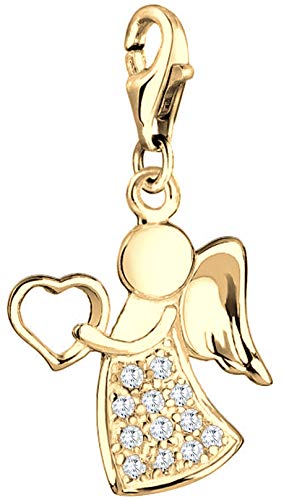 Nenalina Goldener Herz Engel Karabiner Charm Anhänger für Bettelarmband aus 925 Sterling Silber 0403971319 von Nenalina