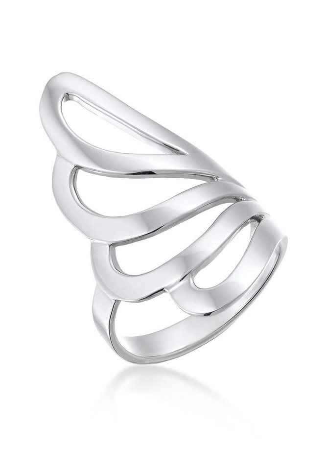 Nenalina Fingerring Basic Wellen Geschwungen Schlicht 925 Silber von Nenalina