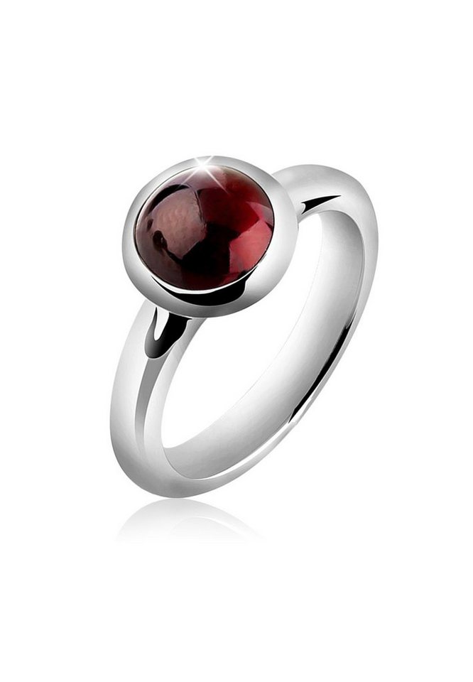 Nenalina Fingerring Granat Cabochon Edelstein Rund Rot 925 Silber von Nenalina