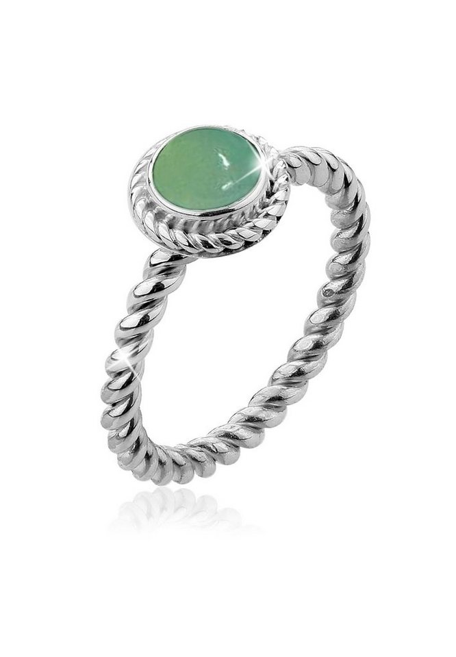 Nenalina Fingerring Grüner Achat Geburtsstein Mai Trend 925 Silber von Nenalina
