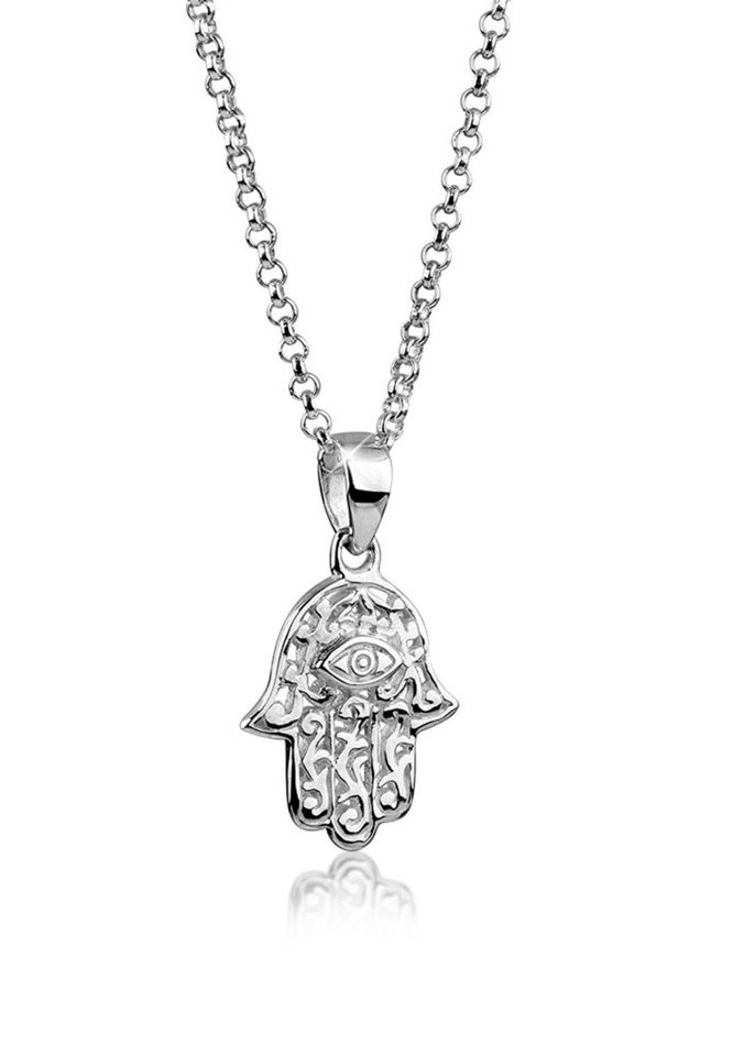 Nenalina Kette mit Anhänger Hamsa Hand Symbol Ornament Anhänger 925 Silber, Hamsa Hand von Nenalina