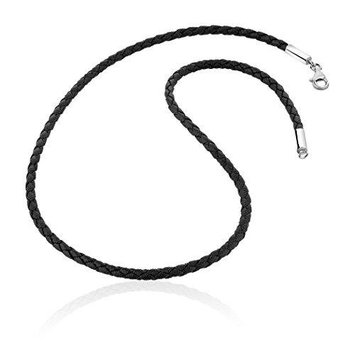 Nenalina Lederhalsband, lässige Leder Halskette für Anhänger, handgefertigt aus 925 Sterling-Silber, 803015-045 von Nenalina