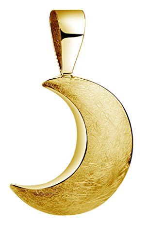 Nenalina Mond Anhänger für Damen Kette oder Halskette gebürstet vergoldet in 925 Sterling Silber, 361306-500 von Nenalina