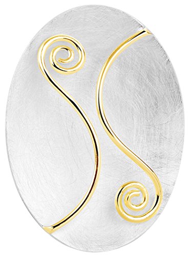 Nenalina Oval Anhänger für Damen Kette oder Halskette teilvergoldet in 925 Sterling Silber 361299-350 von Nenalina