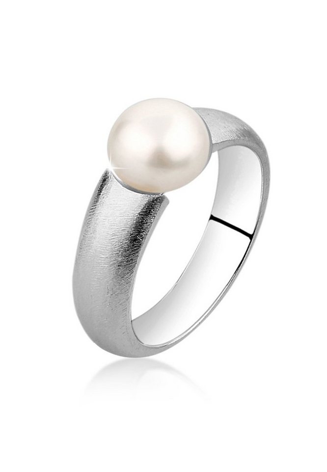 Nenalina Perlenring Perlenring satiniert Süßwasserzuchtperle 925Silber von Nenalina