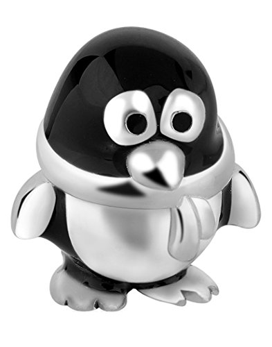 Nenalina Pinguin Silber Bead mit Emaillie schwarz in 925 Sterling Silber, auch kompatibel für alle Beads Armbänder und Halsketten, 717513-001 von Nenalina