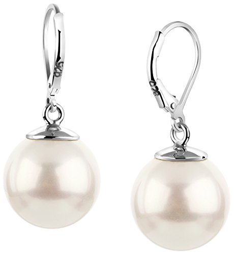 Nenalina Ohrstecker 925 Silber Damen Ohrringe Ohrhänger mit Muschel Perlen 14 mm von Nenalina