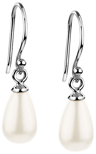 Nenalina Silber Damen-Ohrringe Ohrstecker Ohrhänger mit Muschel Perlen Tropfen, 925 Sterling Silber, Perlohrringe für Frauen, Hochzeit Ohrringe, 722174-046 von Nenalina