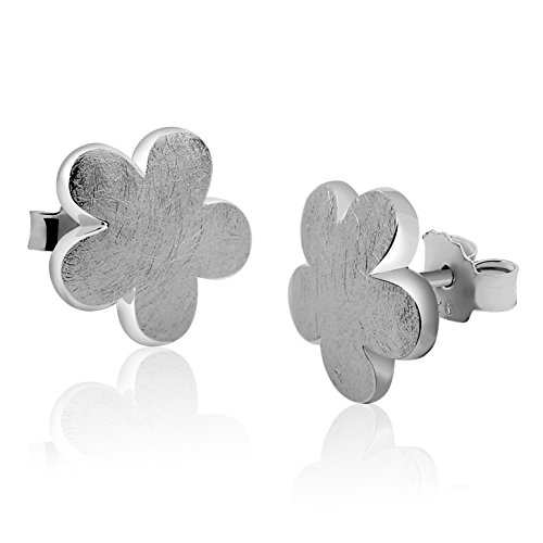 Nenalina Silber Damen-Ohrringe Blumen-Ohrstecker 11 mm im Blüten Design für Frauen und Mädchen, 925 Sterling Silber, Ohrstecker für Damen, Ohrringe matt gebürstet, 324408-390 von Nenalina