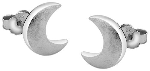 Nenalina Silber Damen-Ohrringe Ohrstecker Halbmond matt gebürstet für Frauen und Mädchen, 925 Sterling Silber, Ohrstecker für Damen, Ohrstecker Mond silber, 324404-390 von Nenalina