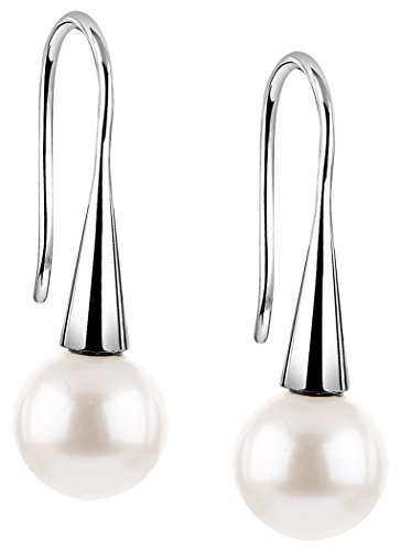 Nenalina Ohrstecker 925 Silber Damen Ohrringe Ohrhänger mit Muschel Perlen 8 mm von Nenalina