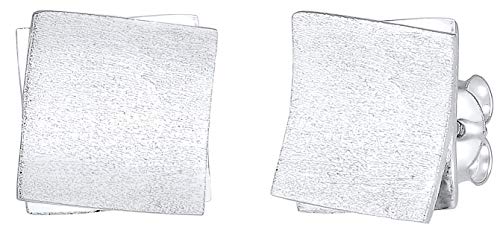 Nenalina Ohrstecker 925 Silber Damen Ohrringe Set viereckige Form gebürstet 11 mm Geo Look von Nenalina