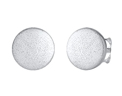 Nenalina Silber Damen-Ohrringe Ohrstecker flach rund gebürstet 8 mm für Frauen und Mädchen, 925 Sterling Silber, Ohrstecker für Damen, Kreis Ohrstecker silber, 324403-390 von Nenalina