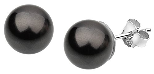 Nenalina Ohrstecker 925 Silber Damen Ohrringe mit Glas Perlen 10 mm schwarz für Frauen Nenalina Ohrstecker 925 Silber Damen Ohrringe mit Glas Perlen 10 mm schwarz für Frauen von Nenalina