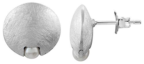 Nenalina Ohrstecker 925 Silber Damen Ohrringe Rund mit Süßwasserperlen weiß für Frauen von Nenalina