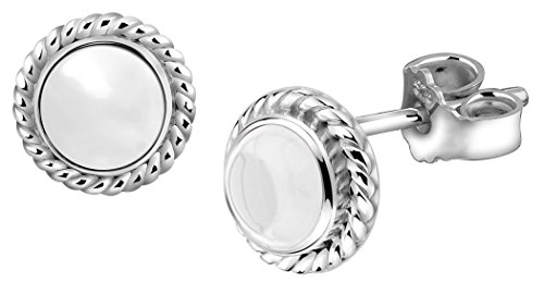 Nenalina Ohrstecker 925 Silber Damen Ohrringe rund mit Geburtsstein Bergkristall weiß für Frauen und Mädchen von Nenalina
