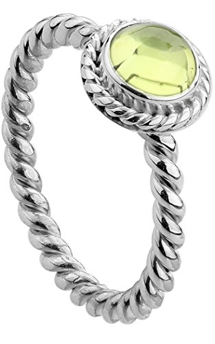 Nenalina Damen Ring Silberring besetzt mit 6 mm hellgrünem Peridot Edelstein, handgearbeitet aus 925 Sterling Silber, Gr. 54-212999-013-54 von Nenalina